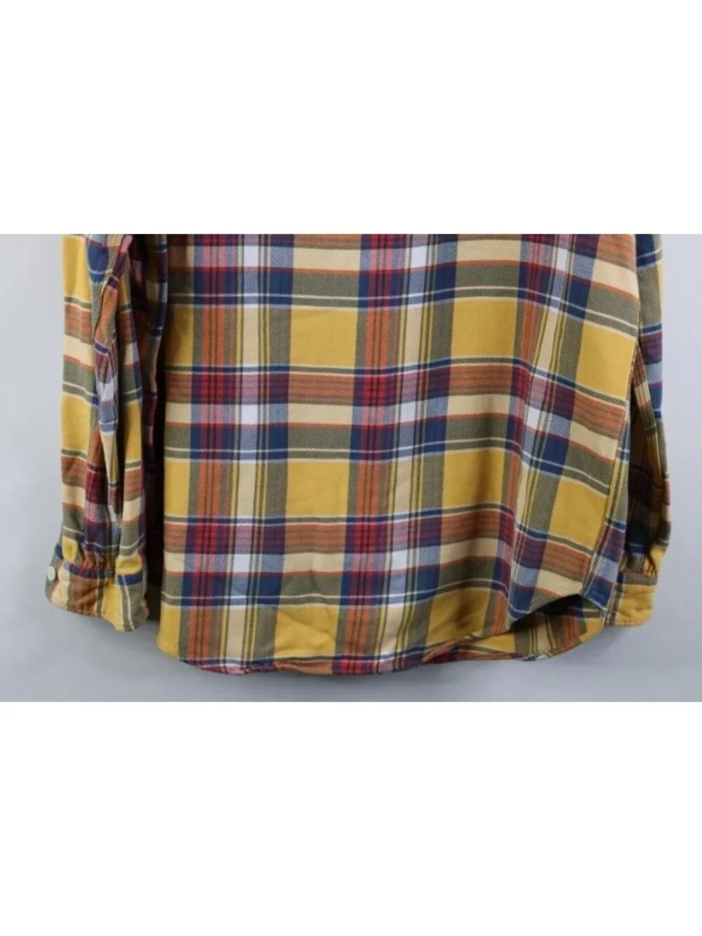 Vtg 90s Ralph Lauren Mens Large Distressed Heavy Flannel Collared Button Shirt